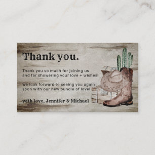 Rustic Dark Thank You Baby Cowboy Enclosure Card
