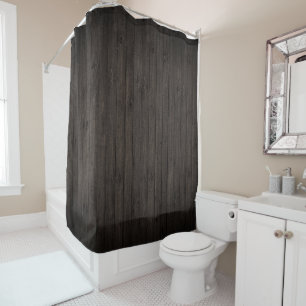Rustic Dark Wood Floor Thin Board Planks Shower Curtain