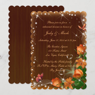 Rustic Dark Wood Floral Wedding Rehearsal Dinner Invitation