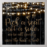 Rustic Dark Wood & Lights Pick a Seat not a Side