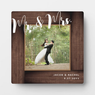 Rustic Dark Wood Mr. & Mrs. Wedding Photo Frame
