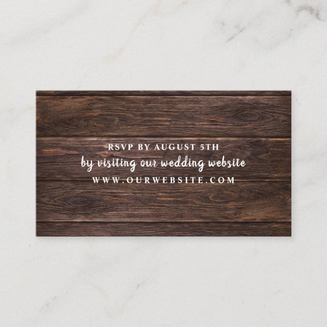 Rustic Dark Wood rsvp website card (Front)