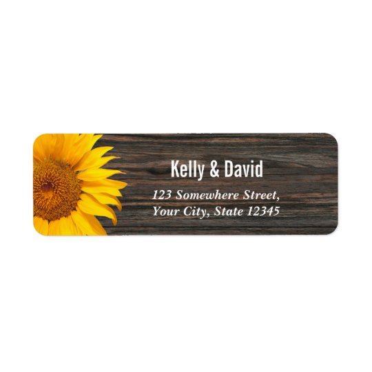 Rustic Dark Wood Sunflower Wedding Return Address Return Address Label