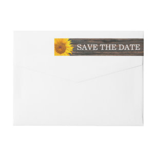 Rustic Dark Wood & Sunflower Wedding Save the Date Wrap Around Label