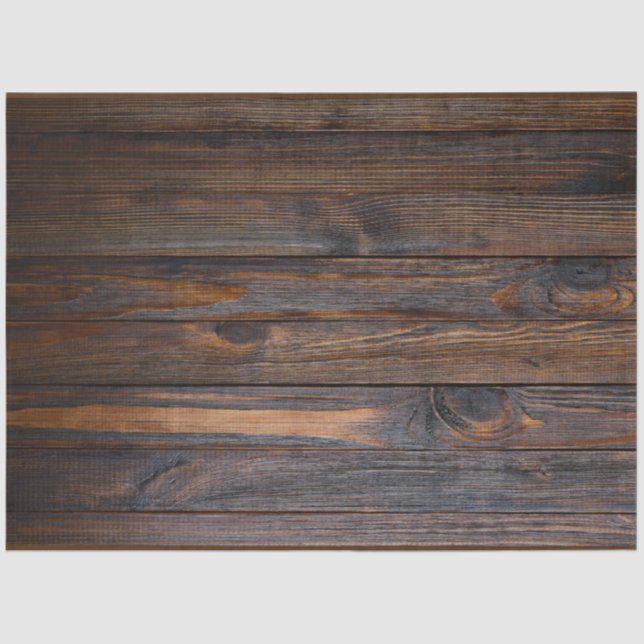 Rustic Dark Wood Tone Tissue Paper (Front)