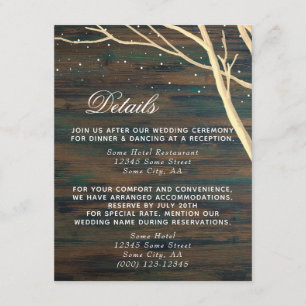 Rustic Dark Wood Tree Fall Winter Wedding Details Enclosure Card