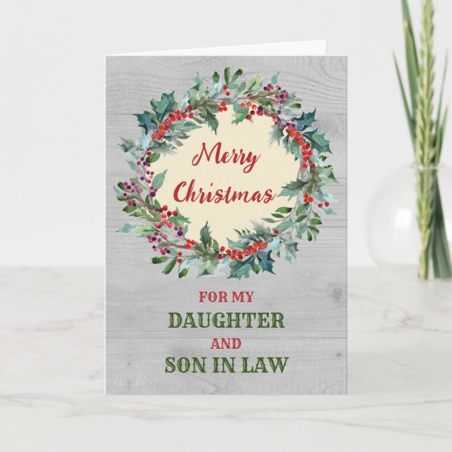 Rustic Daughter & Son in Law Merry Christmas Card (Front)
