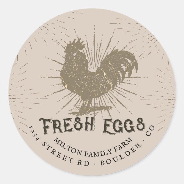 Rustic decorative script fresh eggs farmhouse classic round sticker (Front)