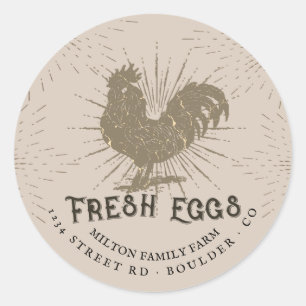 Rustic decorative script fresh eggs farmhouse classic round sticker