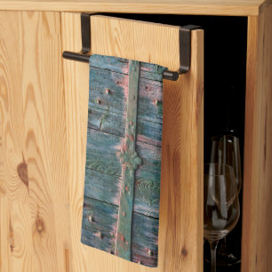 Rustic decorative wooden gate tea towel
