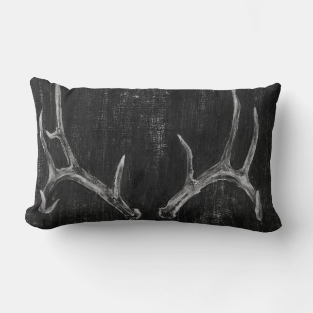 Rustic Deer Animal Head on Chalkboard Lumbar Cushion (Front)