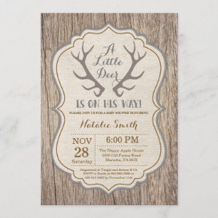Rustic Deer Antler Baby Shower Invitation