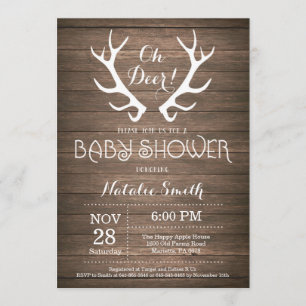Rustic Deer Antler Baby Shower Invitation