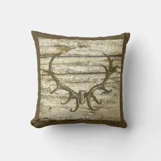 Rustic Deer Antler Hunting Theme Retro Art Stag Cushion