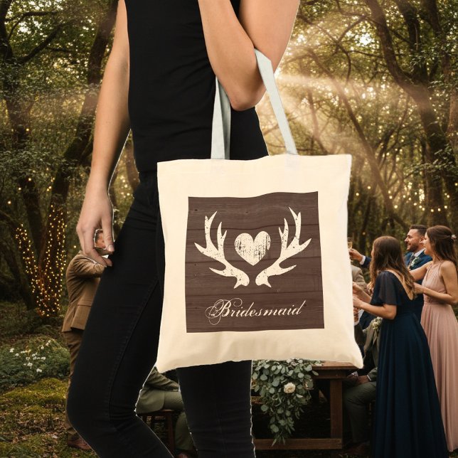 Rustic deer antler wedding bridesmaid tote bag (rustic bridesmaid tote bag)