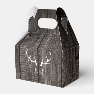 Rustic Deer Antlers & Carved Heart Wedding Favour Box