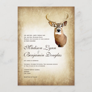 Rustic Deer Antlers Hunting Wedding Invitations