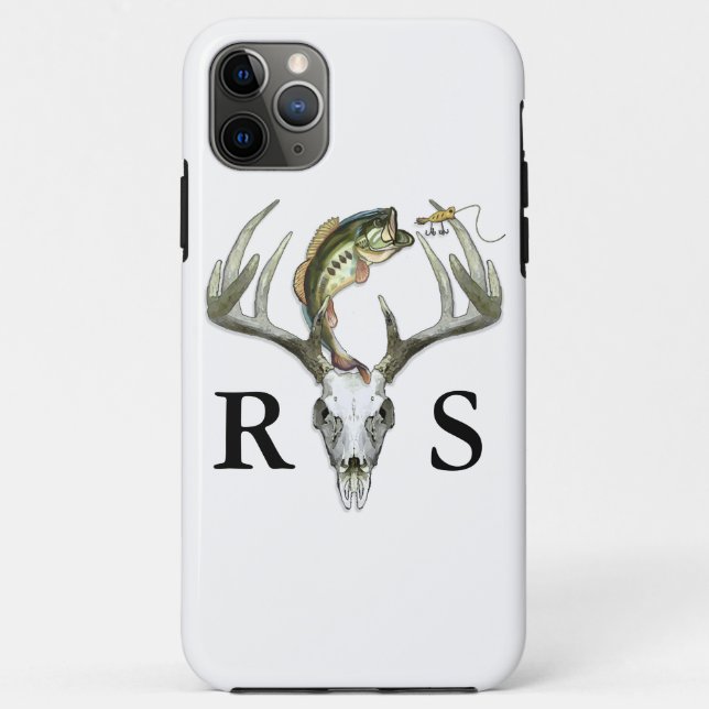 Rustic Deer Antlers Monogram Initials Case-Mate iPhone Case (Back)