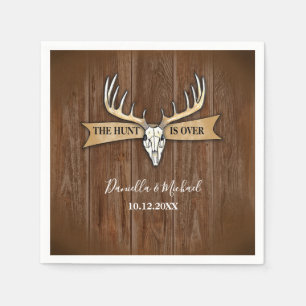 Rustic Deer Antlers Skull Wedding Hunt Is Over Napkin
