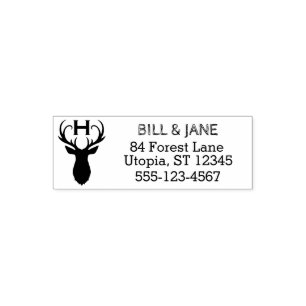 Rustic Deer Antlers Wedding Monogram Self-Inking Stamp