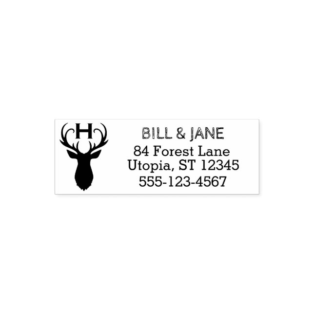 Rustic Deer Antlers | Wedding Monogram Self-Inking Stamp (Design)