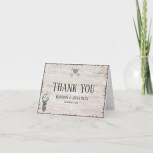 Rustic Deer Antlers Wedding Thank You Cards
