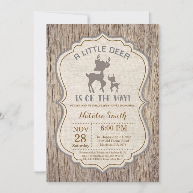 Rustic Deer Baby Shower Invitation (Front)