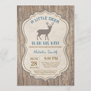 Rustic Deer Baby Shower Invitation Boy