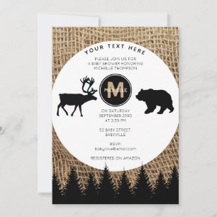 Rustic Deer & Bear Baby Shower Invitation
