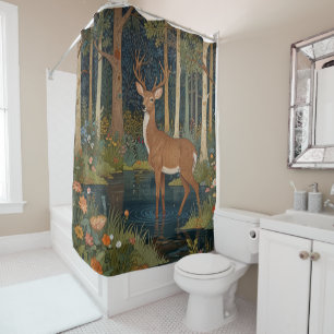 Rustic deer boho woodland forest greenery cabin  shower curtain