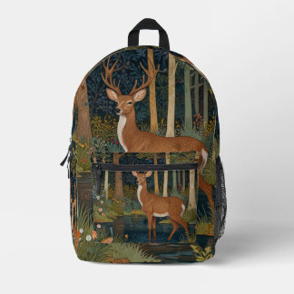 Rustic deer boho woodland forest greenery printed backpack
