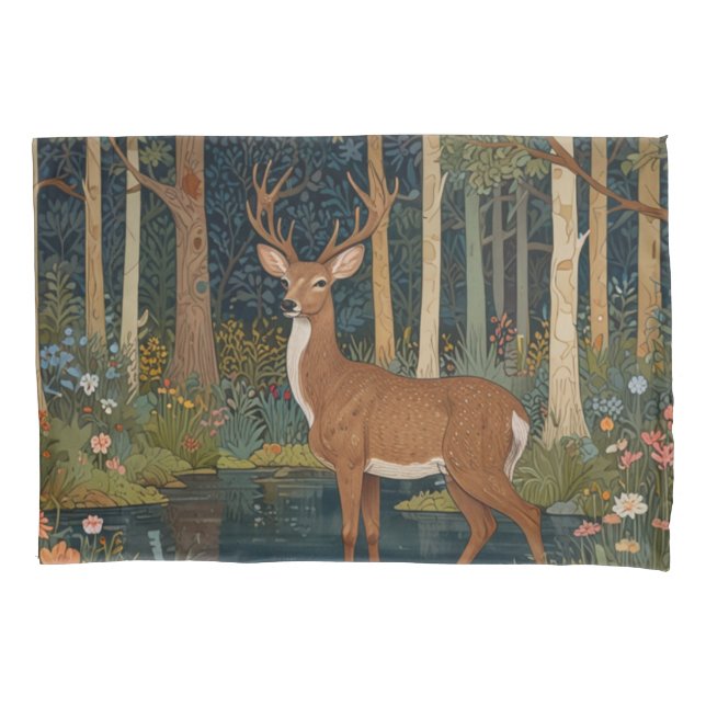 Rustic deer boho woodland forest mother nature pillowcase (Front-Left)