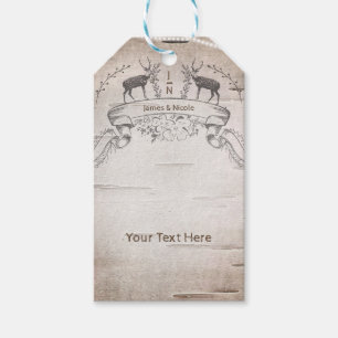 Rustic Deer & Branches White Birch Wedding Favour Gift Tags