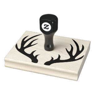 Rustic Deer Buck Antlers Silhouette Rubber Stamp