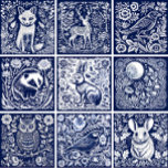 Rustic Deer Ceramic Tile<br><div class="desc">Introducing the Rustic Deer Ceramic Tile from our Woodland Animals collection. This decorative tile features a charming linocut print of a deer in classic navy blue and white. The sweet songbird motif pops against the clean navy background. Part of a set of rustic woodland creature tiles perfect for kitchens, bathrooms,...</div>