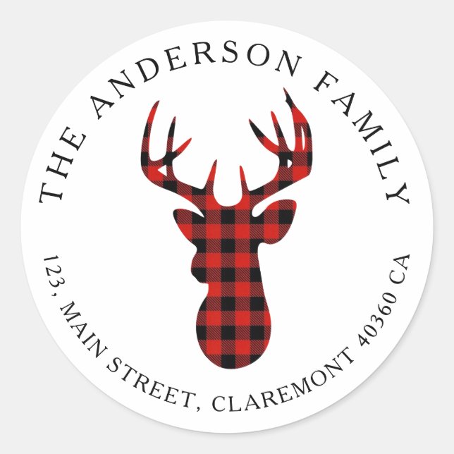 Rustic Deer Christmas return address label (Front)