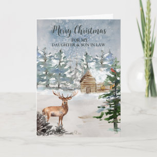 Rustic Deer Daughter & Son in Law Merry Christmas Card
