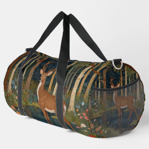 Rustic deer elk art boho woodland forest greenery duffle bag