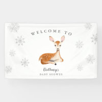 Rustic Deer Gray Winter Baby Shower Welcome