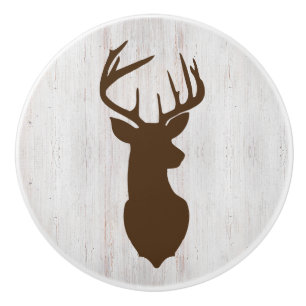 Rustic Deer Head Buck Hunter Ceramic Knob
