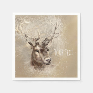 Rustic Deer Head Country Wedding Party Napkin