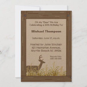 Rustic Deer Hunter Nature Birthday Invitation