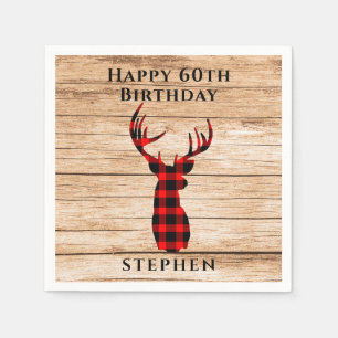 Rustic Deer Hunter Theme 60th Birthday Party Napkin
