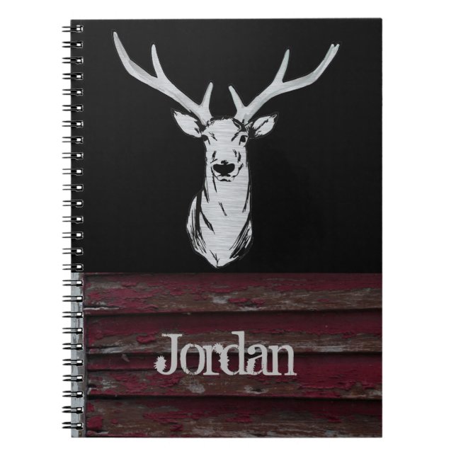 Rustic Deer Hunting Buck Name Antlers Notebook (Front)