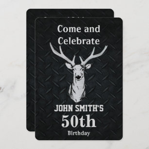 Rustic Deer Hunting Men's Birthday Invitations