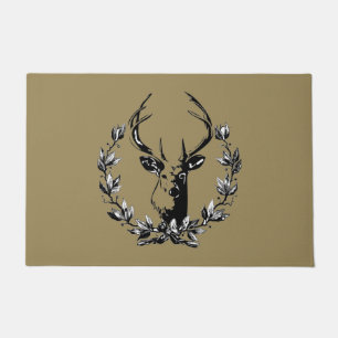 Rustic Deer in Laurel Leaves Doormat