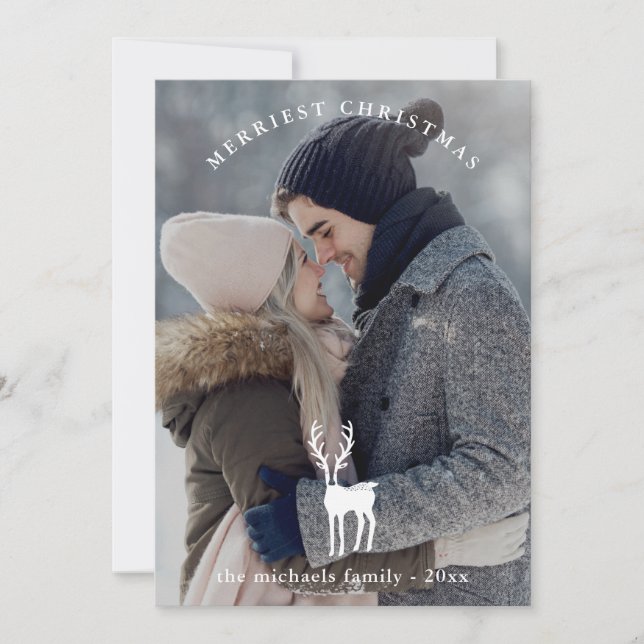 Rustic Deer Overlay Two Photo Christmas Holiday (Front)