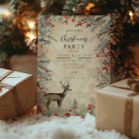 Rustic Deer Pine Berry Christmas Party