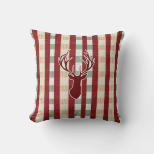 Rustic Deer Plaid Christmas Pattern Cushion