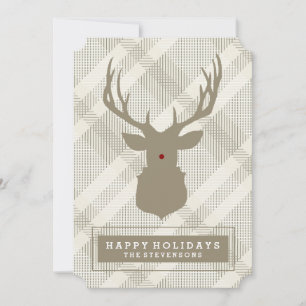 RUSTIC DEER   PLAID HOLIDAY CARD